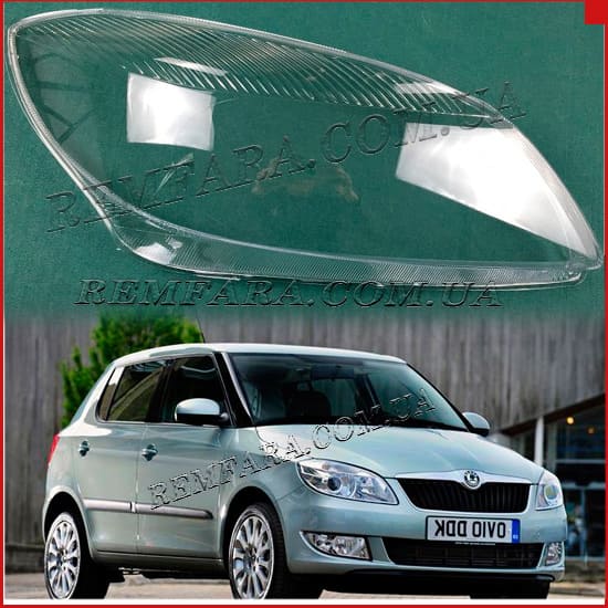 Стекло фары Skoda Fabia 2 5J 2010-2014 Рестайл